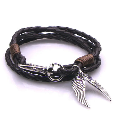 Handcrafted Leather Wing Charm Bracelet